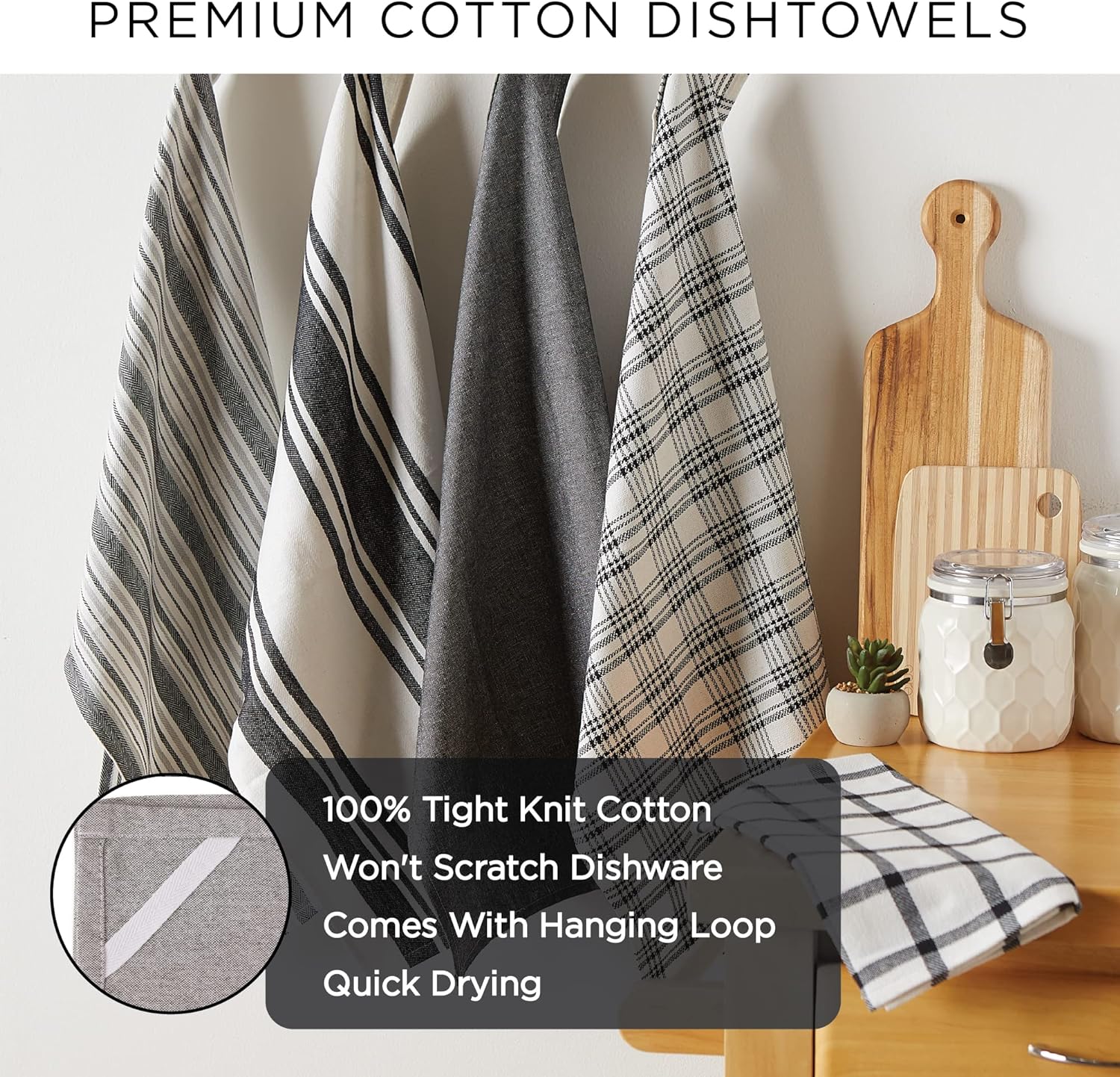 DII Assorted Woven Kitchen Towel Set 5 Piece