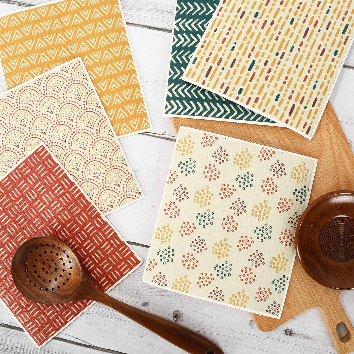 Whaline 6Pcs Boho Geometric Dish Towels
