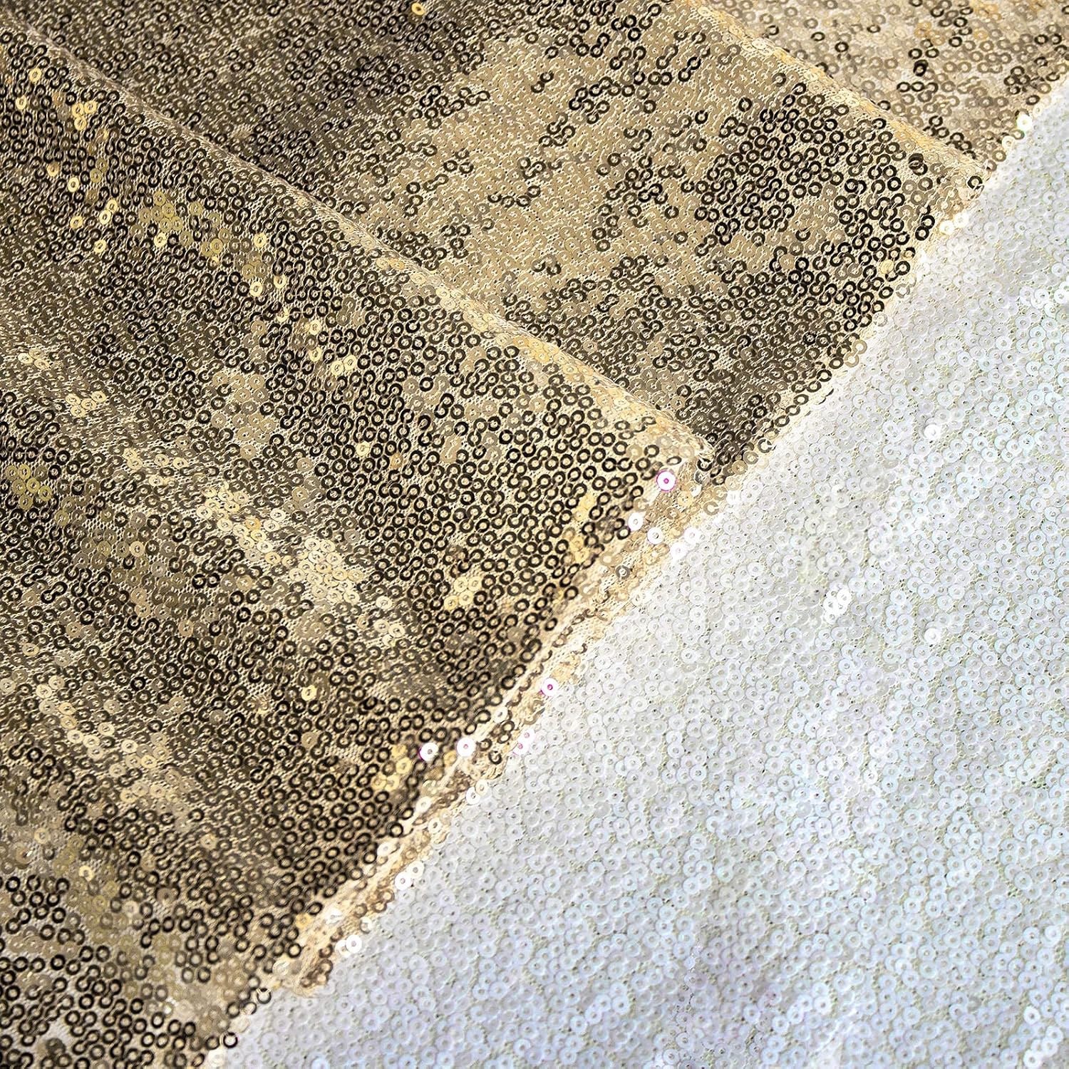 Champagne Sequin Table Runner 12x108 Inch Sparkly Decor
