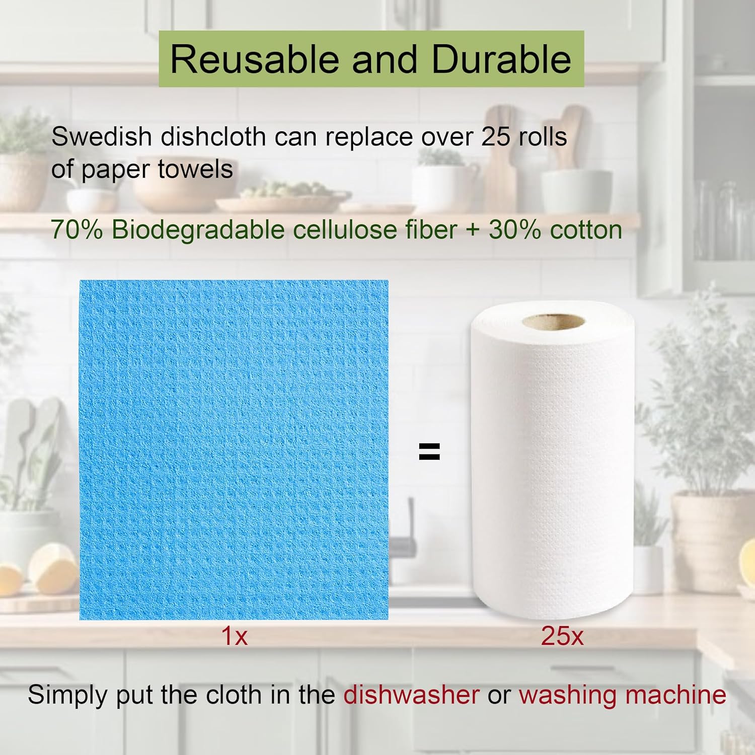 AMOUR INFINI 8-Pack Swedish Dishcloth - No Odor Reusable Absorbent