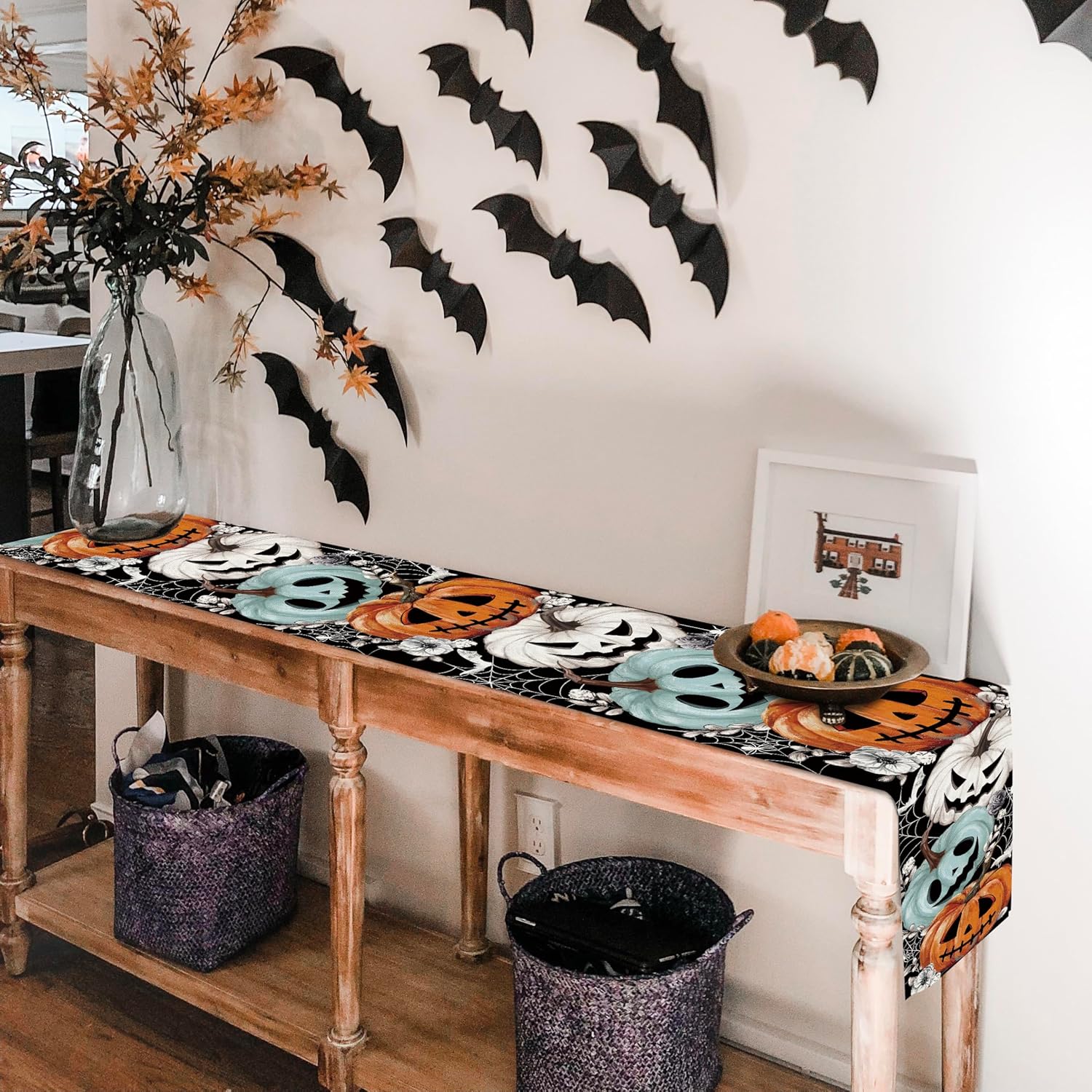 Baccessor Halloween Table Runner Spooky Design 13x72 Inch