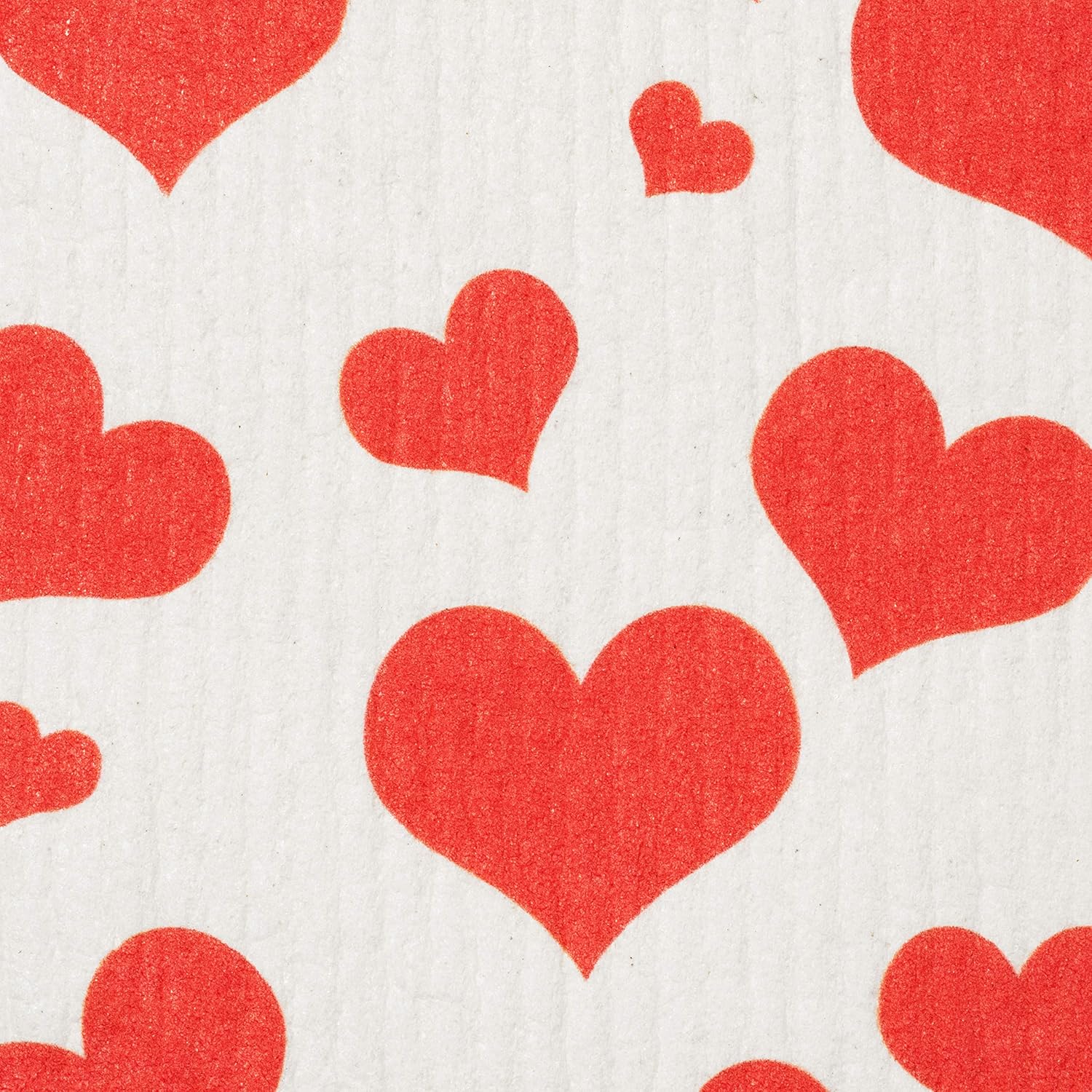 GMIcratifs Swedish Dishcloths 2 Pack Red Flying Hearts Print
