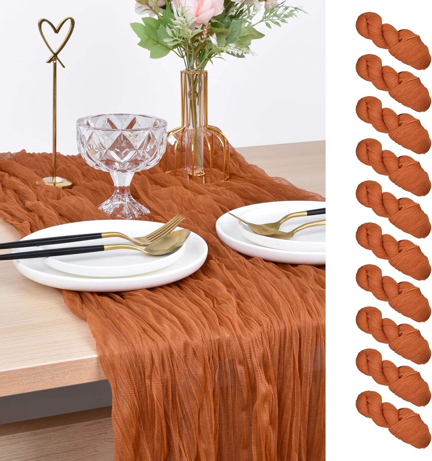 Joanlody Terracotta Cheesecloth Table Runner 10ft