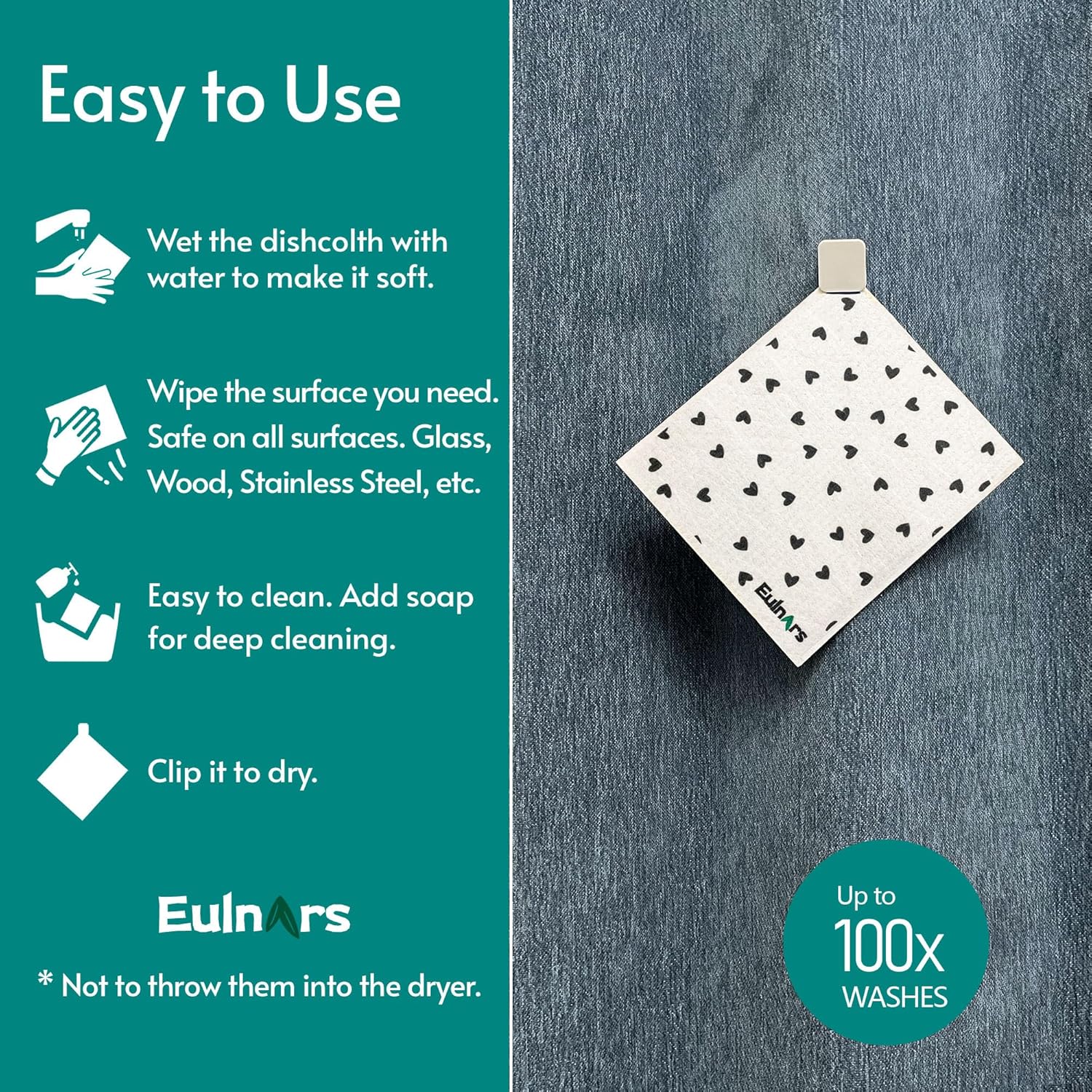 Eulnars Reusable Paper Towels 8-Pack with Clips