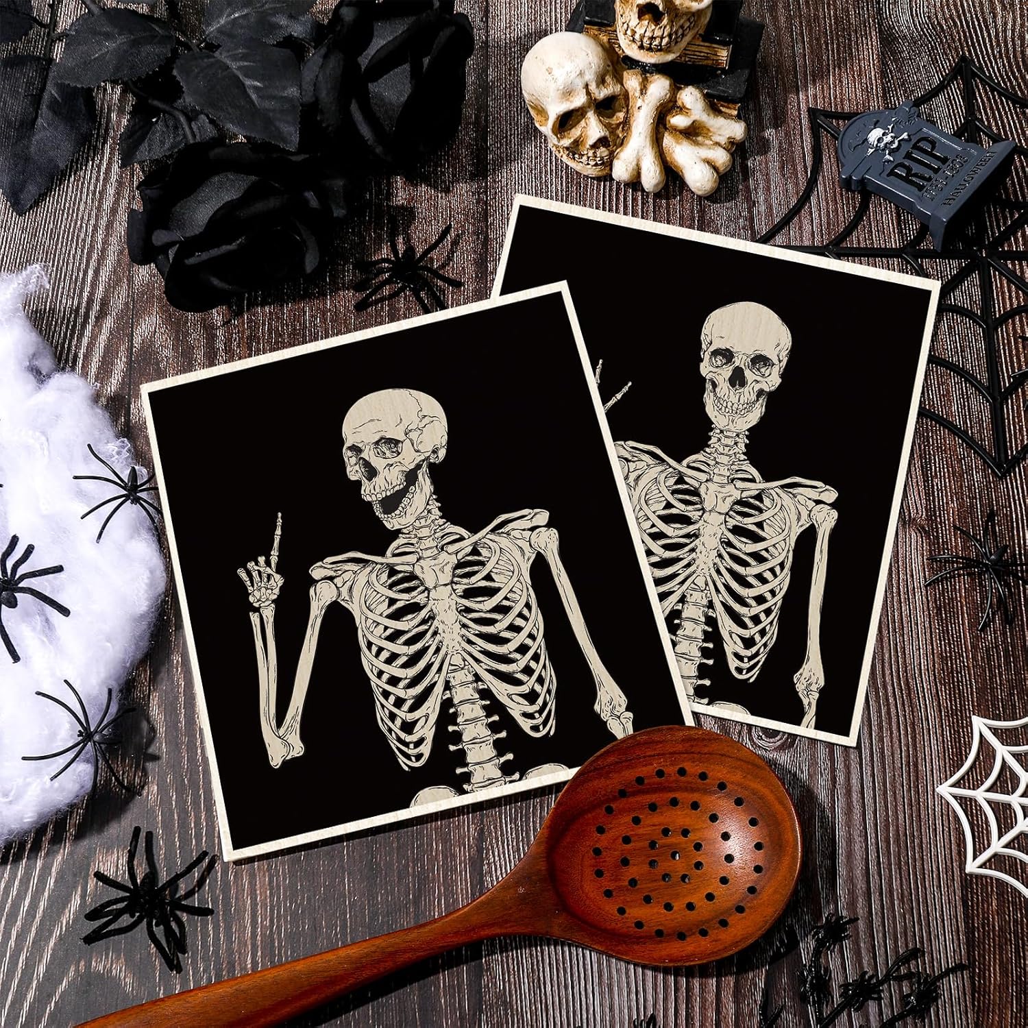 Whaline 4Pcs Halloween Skeleton Dishcloth Set