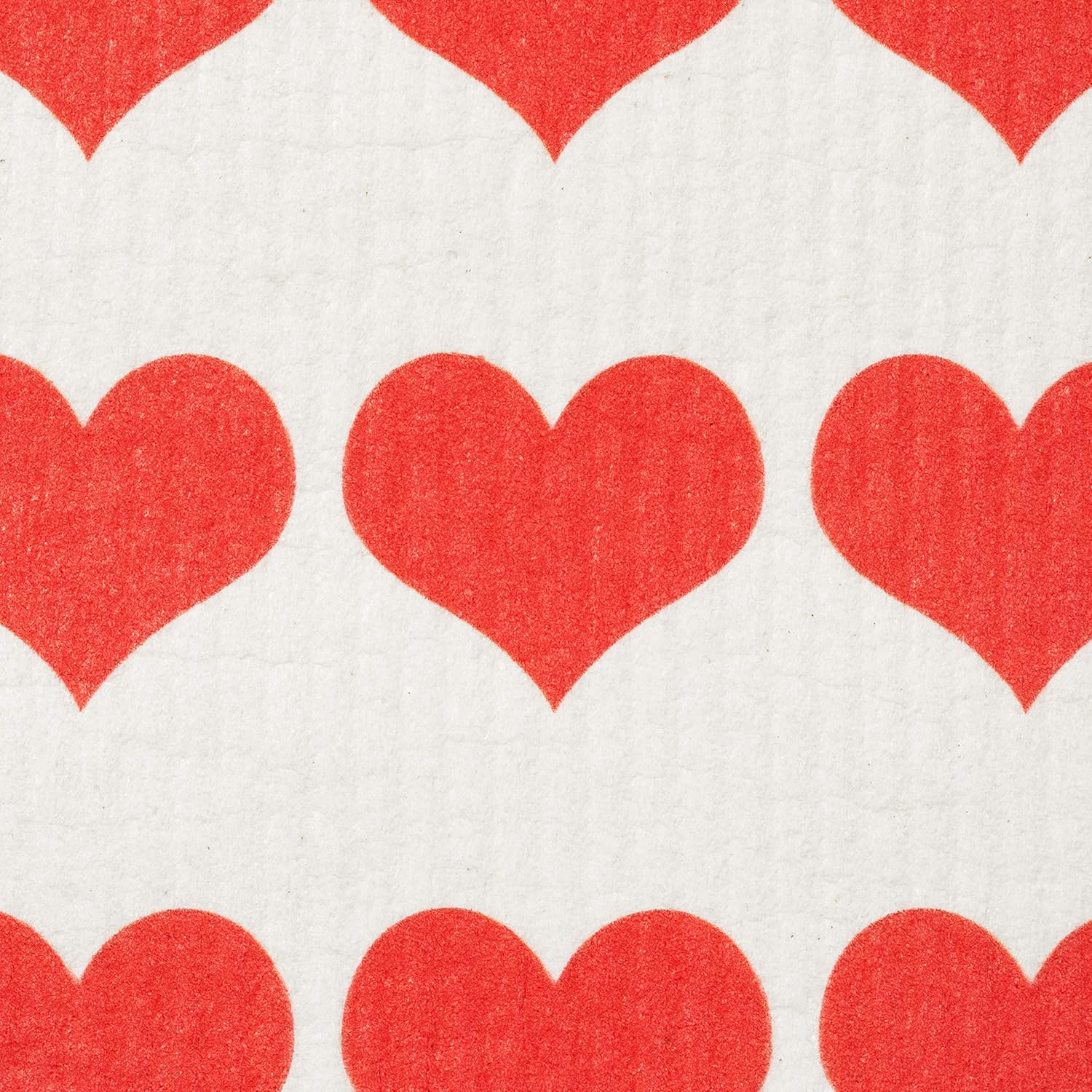 Swedish Dishcloths 2 Pack Red Heart Print Reusable Kitchen Cloths
