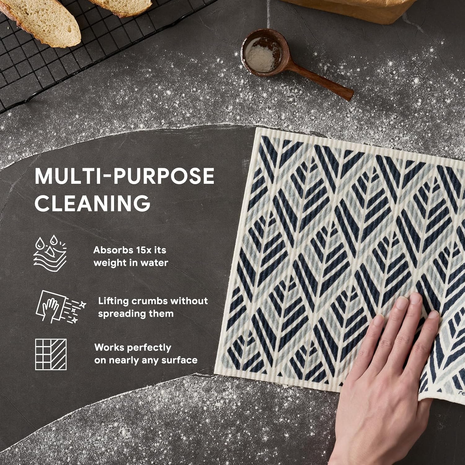 RECYCO 4-Pack Oversized Swedish Dishcloths for Kitchen