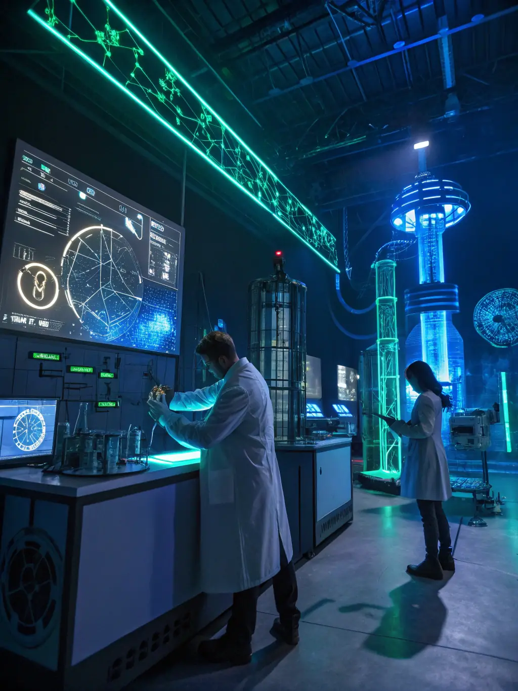A futuristic image depicting the integration of bio-inspired computing and quantum neural networks, illustrating AMUSECHILLATECH LTD's innovative approach to future-resilient architectures.